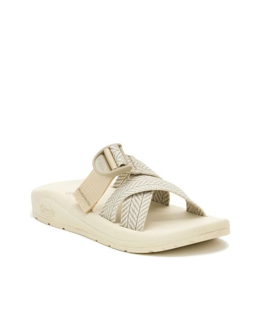 Chaco White Cushz Slide Sandal