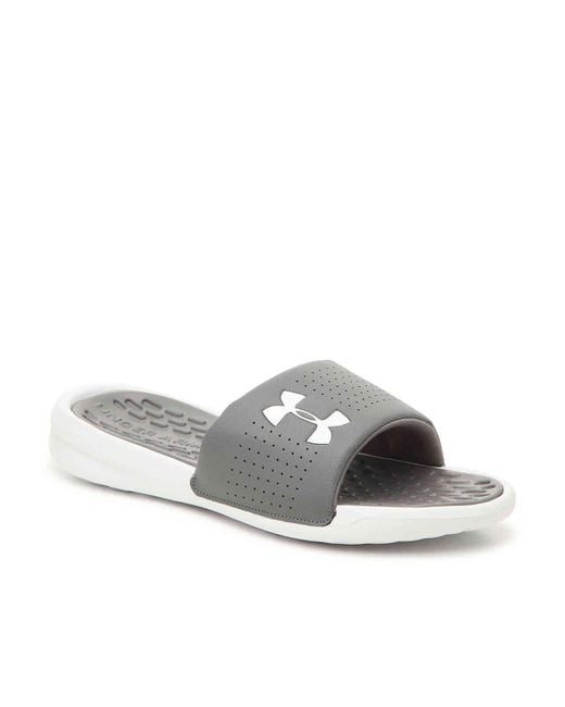 Under Armour White Playmaker Fixed Strap Slide Sandal for men