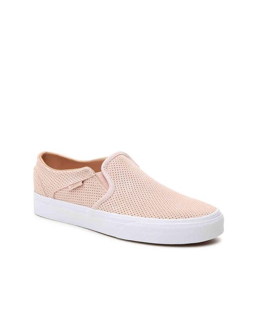 Vans Asher Perforated Slip-on Sneaker in Blush (Pink) | Lyst