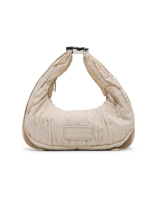 Hunter White Loop Ruched Shoulder Bag