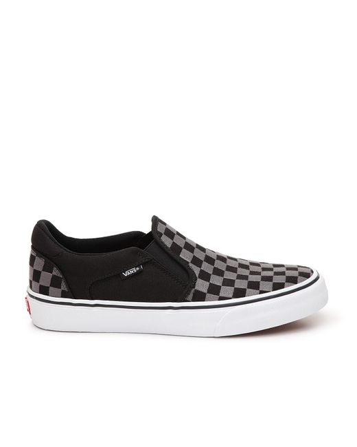 Vans Canvas Asher Deluxe Slip-on Sneaker in Black/Silver Checkered (Black)  for Men - Lyst