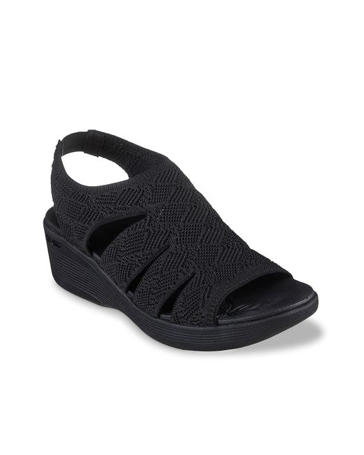 Skechers Pier-lite Memory Maker Wedge Sandal in Black | Lyst