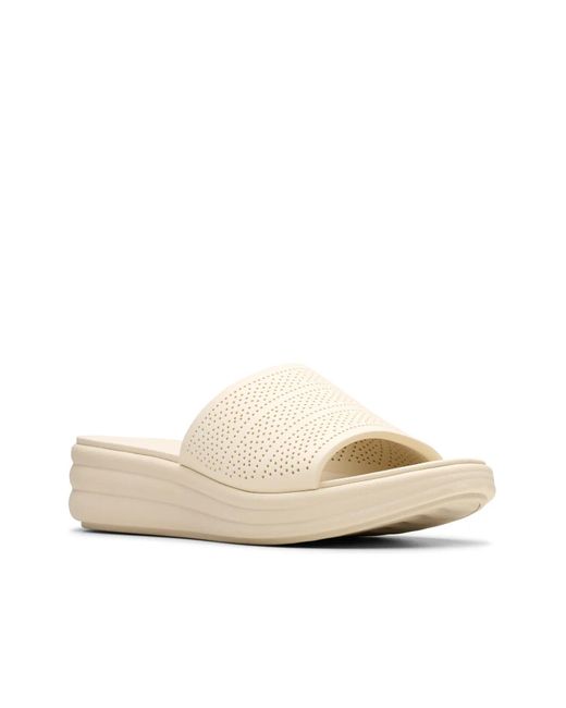 Sandali Clarks Drift Twist Slide Donna | Tomaia In Tessuto Traspirante, Plantare In Schiuma Extreme Comfort, Tacco 45 Mm, Crema