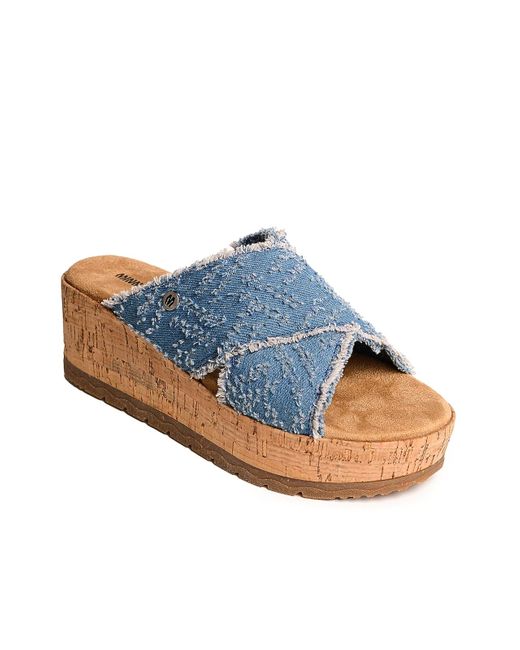 Minnetonka Blue Posey Wedge Sandal