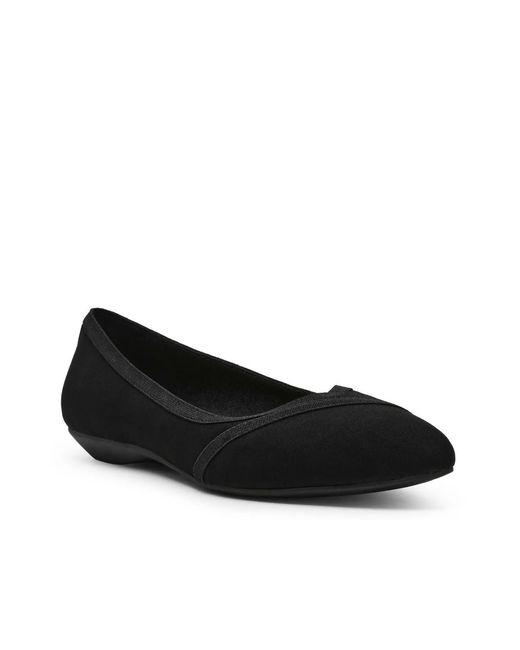 Anne Klein Black Oceanus Flat Shoes, Leather