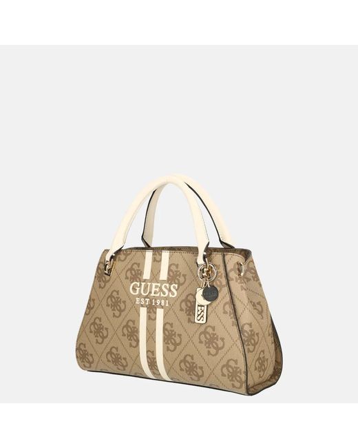 Guess Noelle Ii Luxury Satchel Handtas Latte Logo in het Metallic