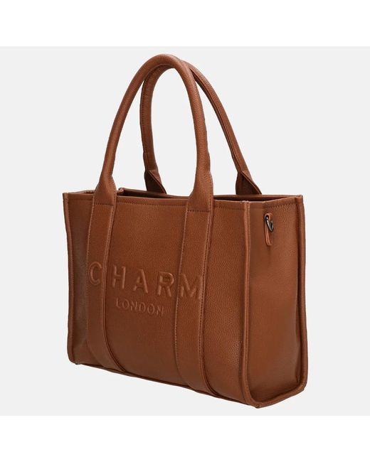 Charm London Debossed Shopper M in het Brown