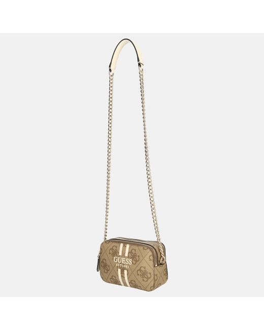 Guess Noelle Ii Crossbody Camera Bag Handtas Latte Logo in het Natural