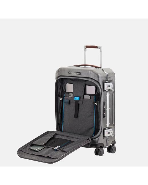 Piquadro Handbagage Koffer Met Voorvak 55 Cm Ncu Nero in het Gray