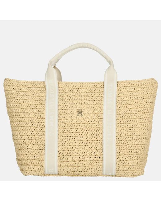 Tommy Hilfiger Riet Spring Logo Shopper in het Natural