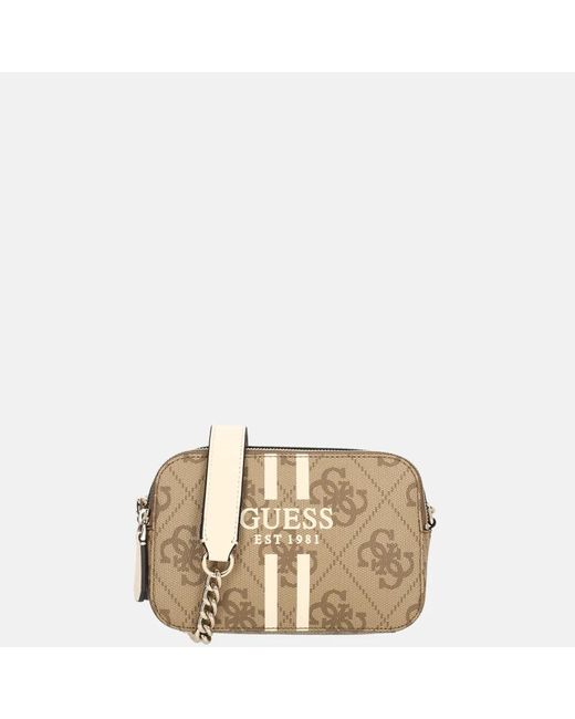 Guess Noelle Ii Crossbody Camera Bag Handtas Latte Logo in het Natural