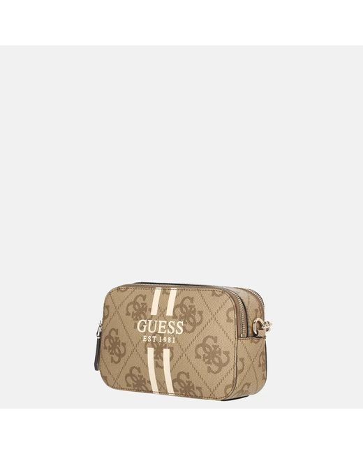 Guess Noelle Ii Crossbody Camera Bag Handtas Latte Logo in het Natural
