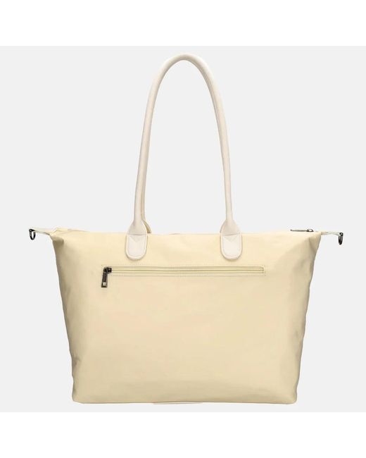Charm London Buckingham Mono Shopper Met 15.6 Inch Laptopvak L Creme in het Natural