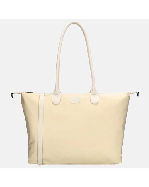 Charm London Buckingham Mono Shopper Met 15.6 Inch Laptopvak L Creme in het Natural