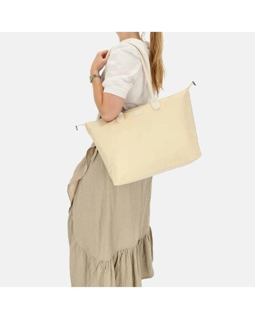 Charm London Buckingham Mono Shopper Met 15.6 Inch Laptopvak L Creme in het Natural