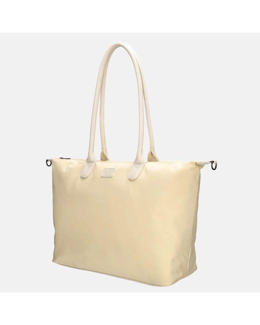 Charm London Buckingham Mono Shopper Met 15.6 Inch Laptopvak L Creme in het Natural