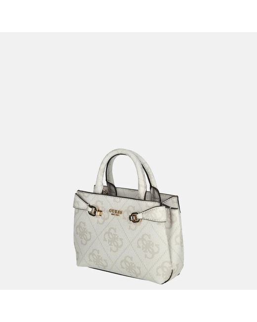 Guess Lorelei Handtas Mini Bone Logo in het Natural