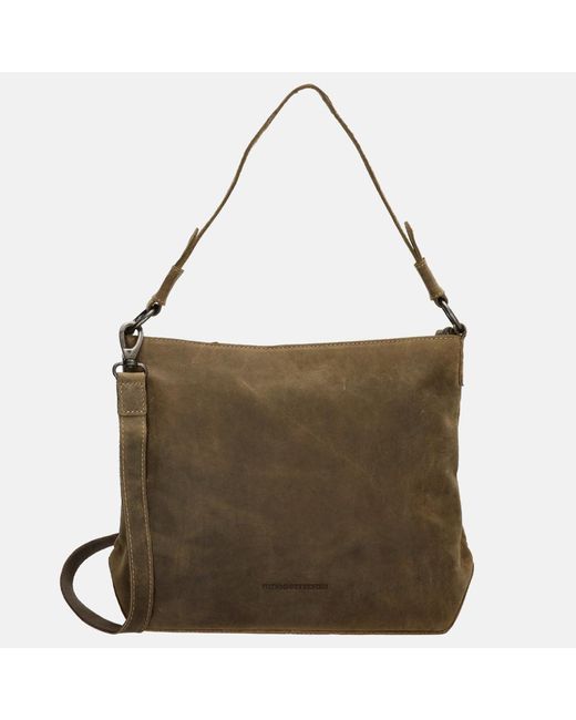 Hide & Stitches Schoudertas Olive Green in het Brown