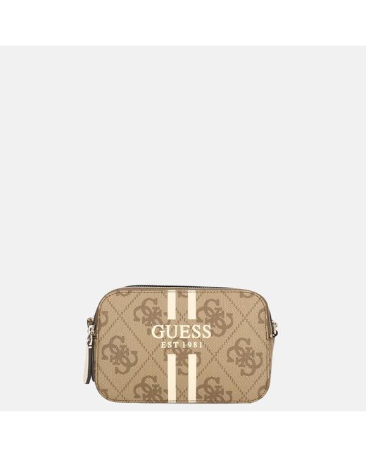 Guess Noelle Ii Crossbody Camera Bag Handtas Latte Logo in het Natural