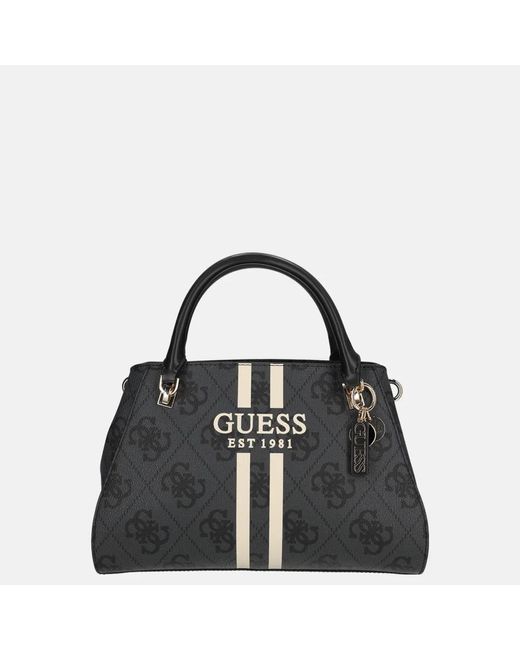 Guess Noelle Ii Luxury Satchel Handtas Coal Logo in het Black