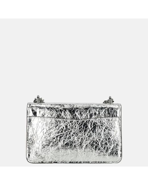 Michael Kors Claire Schoudertas Silver in het Gray