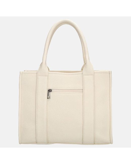 Charm London Debossed Shopper M Off White in het Natural