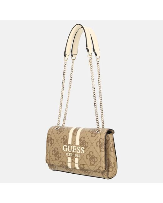 Guess Noelle Ii Crossbody Tas Latte Logo in het Natural