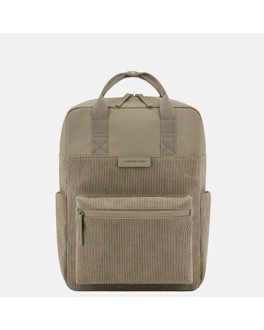 KAPTEN & SON Bergen Pro Corduroy Rugzak 15 Inch Khaki in het Natural