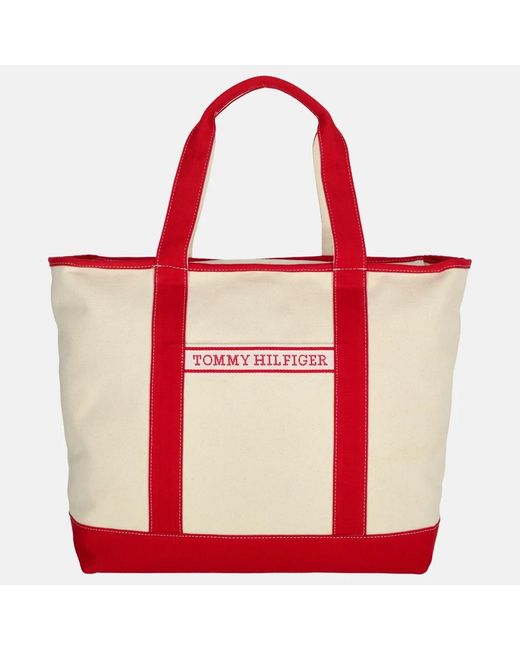 Tommy Hilfiger Canvas Tote Shopper Red