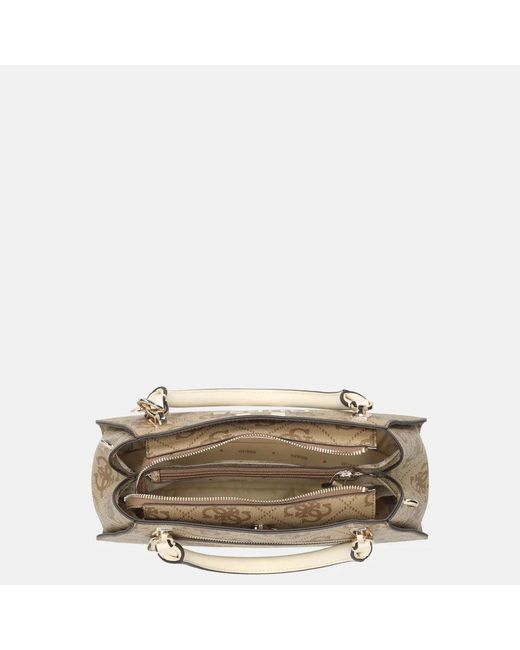 Guess Noelle Ii Luxury Satchel Handtas Latte Logo in het Metallic
