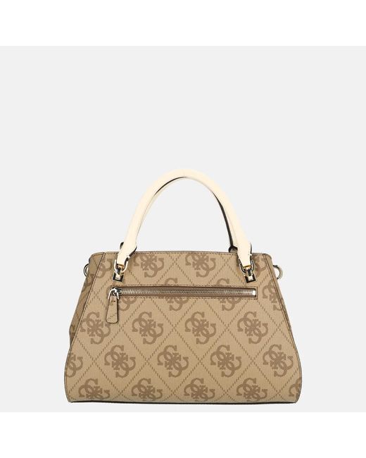 Guess Noelle Ii Luxury Satchel Handtas Latte Logo in het Metallic