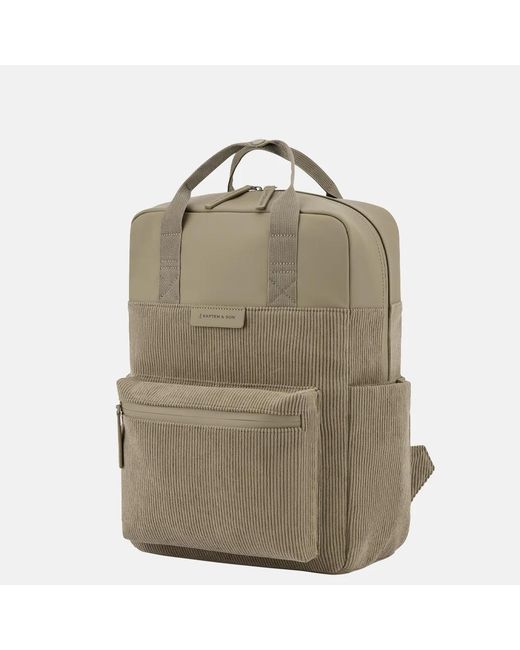 KAPTEN & SON Bergen Pro Corduroy Rugzak 15 Inch Khaki in het Natural