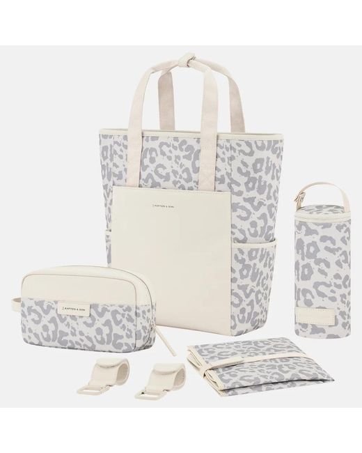 KAPTEN & SON Lindby Diaper Leo Laptoprugzak Leopard in het White