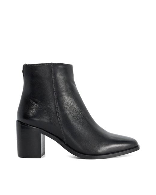Dune Black Purl Mid Height Block Heel Ankle Boots
