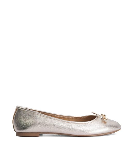 Dune Gray Wf Hallo Wide Fit Charm-Detail Ballet Shoes