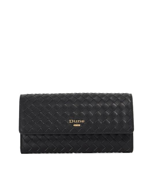 Dune Black Kokos Woven Leather Purse