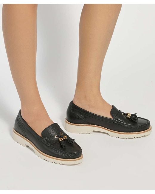 Dune Black Wf Gwen Wide Fit Casual Tassel Trim Loafers