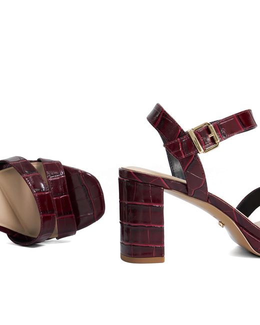 Dune Brown Manifesting Block Heel Sandals