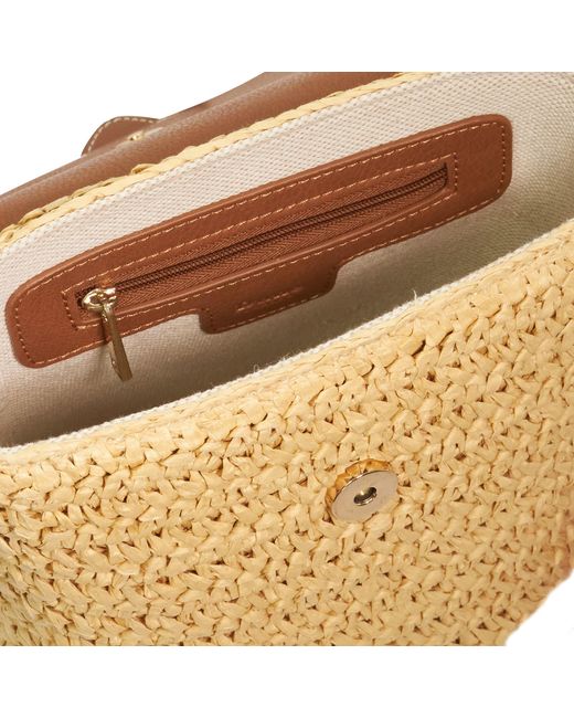 Dune Brown Dimple Raffia Crossbody Bag