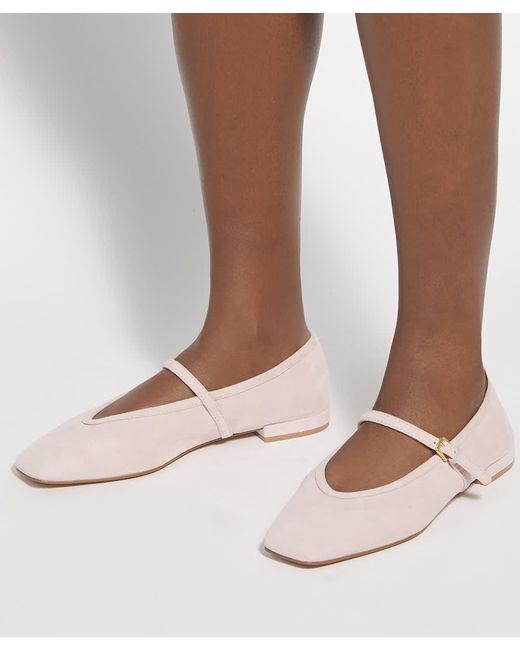 Dune Pink Hearthrob Leather Pointed Toe Mary Jane Ballet Flats