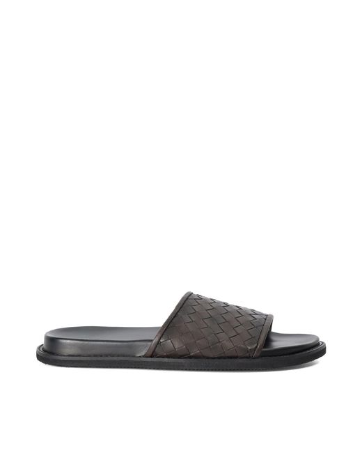 Dune Brown Ivar Woven Leather Slider Sandal for men