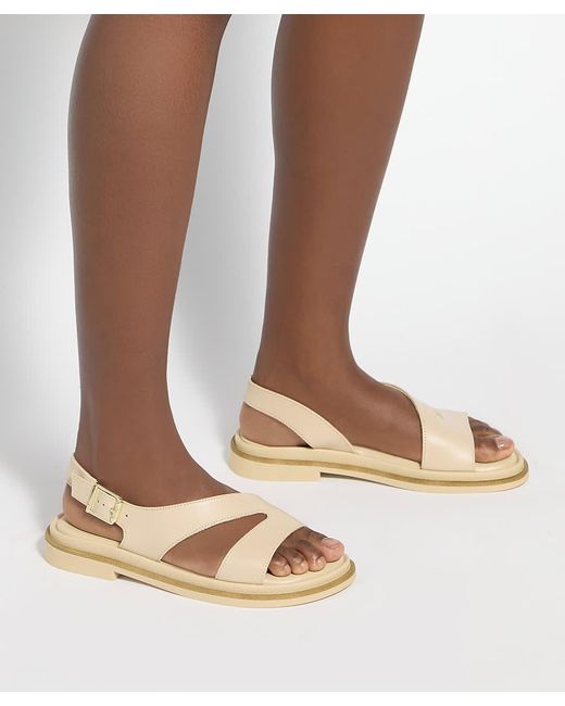 Dune Natural Larko Leather Sandals