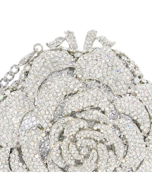 Dune White Bling Floral Diamante Embellished Clutch