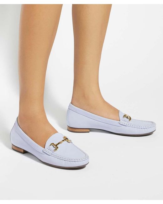 Dune White Glenniee Suede Snaffle Trim Loafers