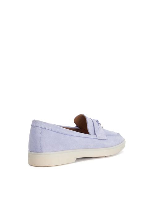 Dune Blue Grinning Suede Slip On Loafers