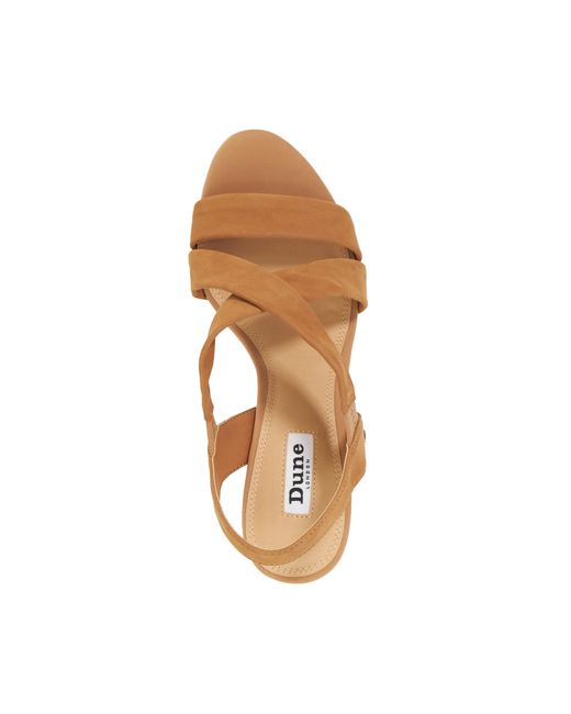 Dune Brown Kamies Leather Cork Wedge Sandals