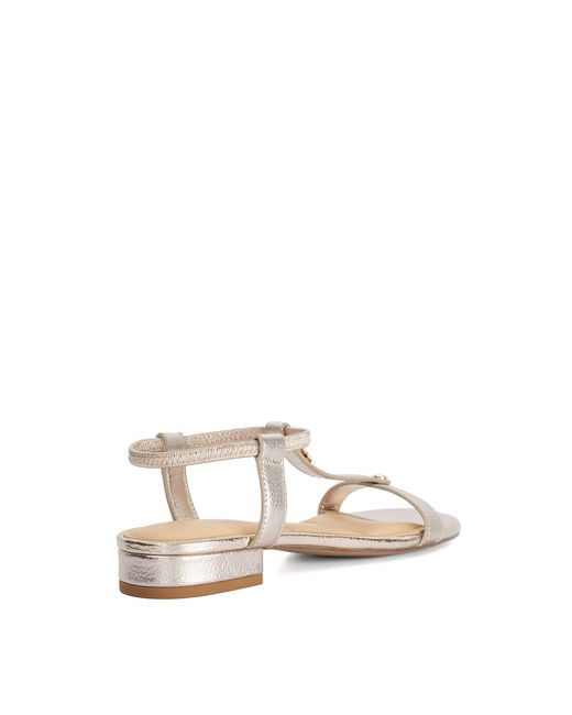 Dune Natural Lyra Flat T-Bar Sandals