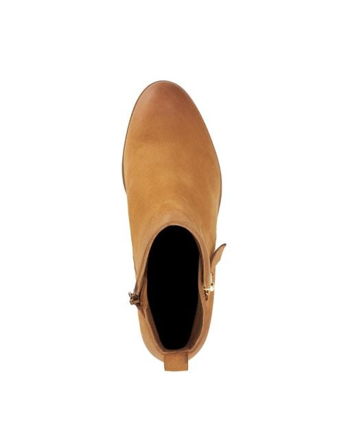 Dune Brown Paicing Block Heel Side Zip Boots