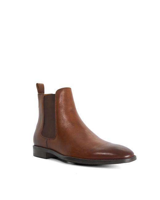 Dune Brown Matchin Flexi Sole Leather Chelsea Boots for men