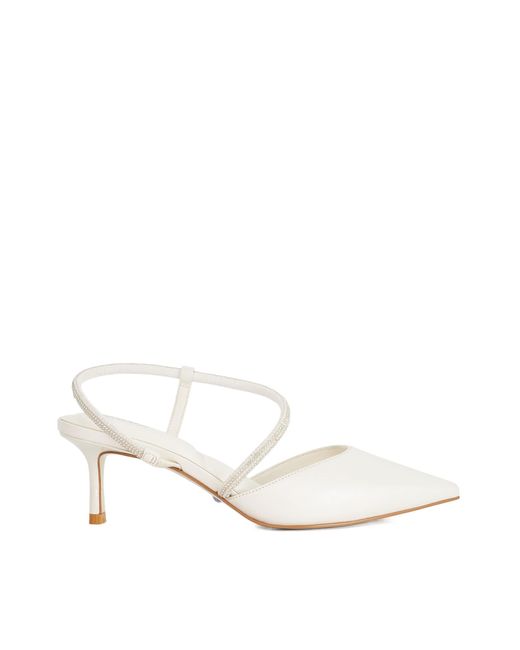 Dune White Ceremonial T-Bar Embellished Wedding Shoes